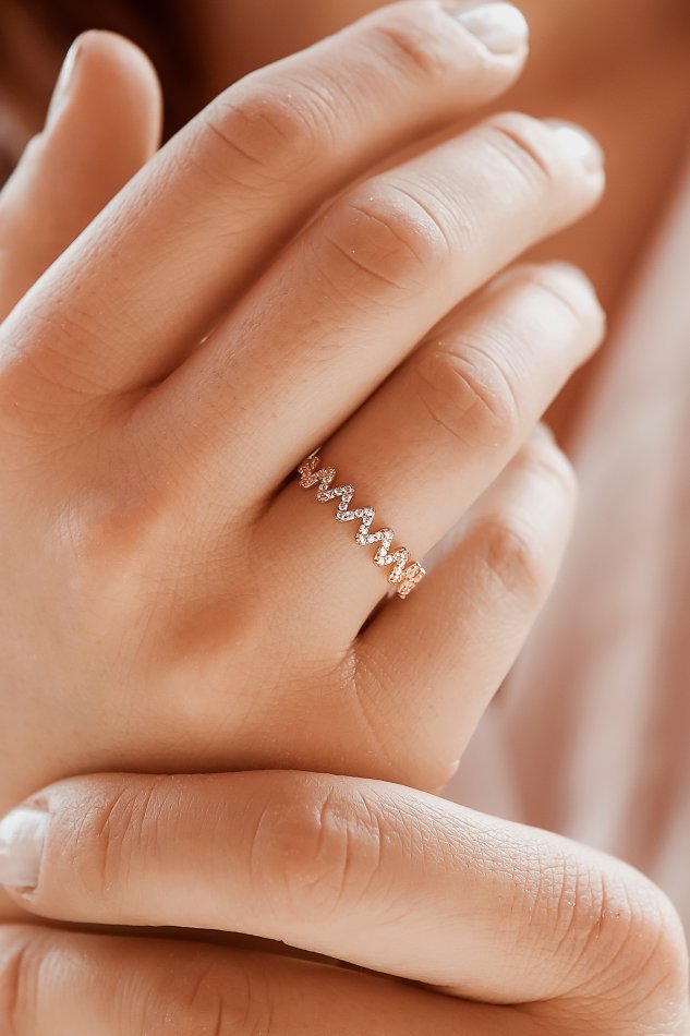 SEMİZ KUYUMCULUK - Altın Zigzag Yarımtur Şık Yüzük