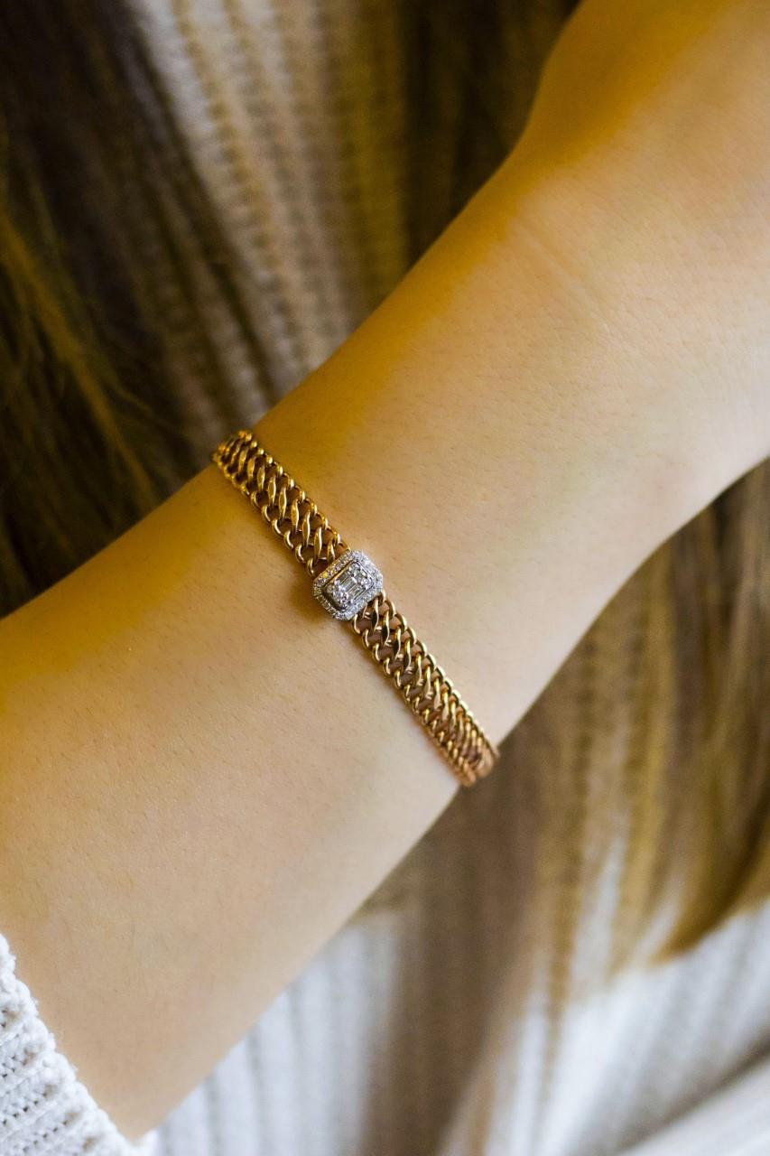 Baget Pırlantalı Altın Bileklik Baget Pırlantalı Altın Bileklik