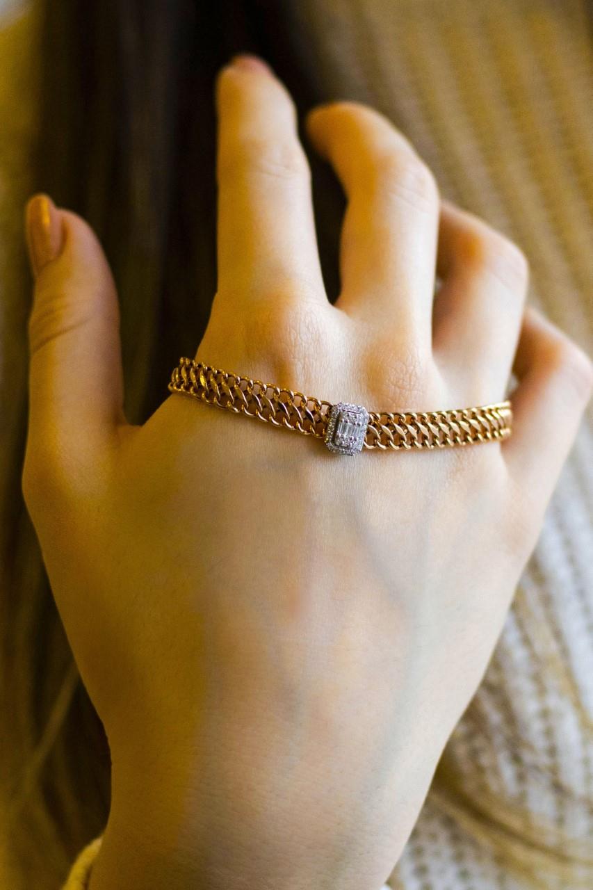 Baget Pırlantalı Altın Bileklik Baget Pırlantalı Altın Bileklik