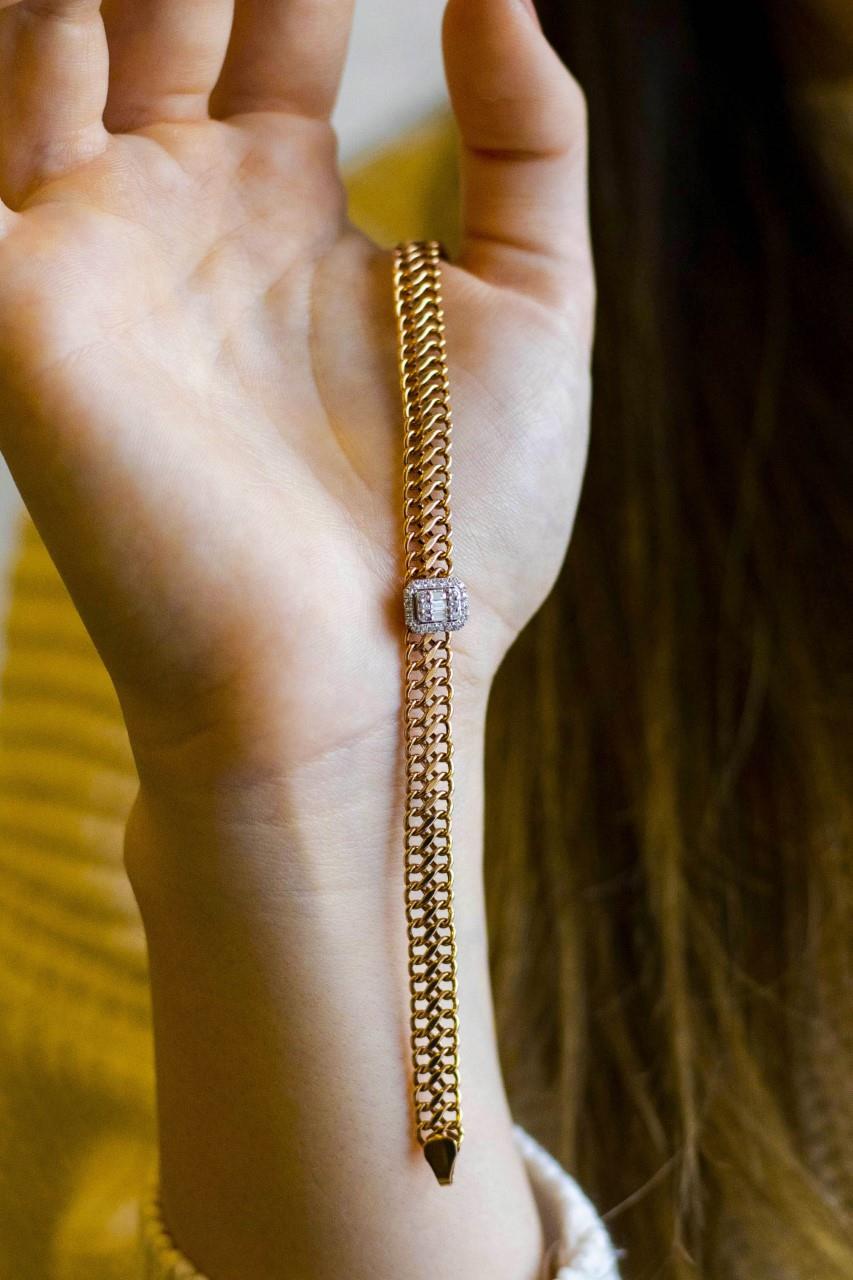 Baget Pırlantalı Altın Bileklik Baget Pırlantalı Altın Bileklik