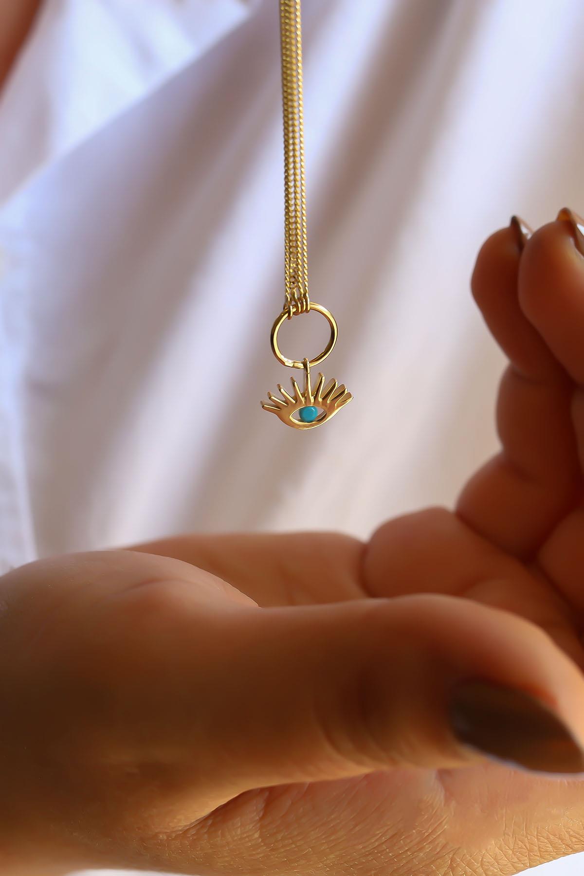 Çift Zincirli Kirpik Altın Kolye Çift Zincirli Kirpik Altın Kolye