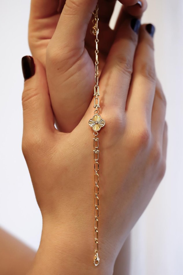 Kalın Kollu Yonca Altın Bileklik (3)