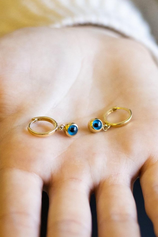 Nazar Gözlü Altın Küpe (3)