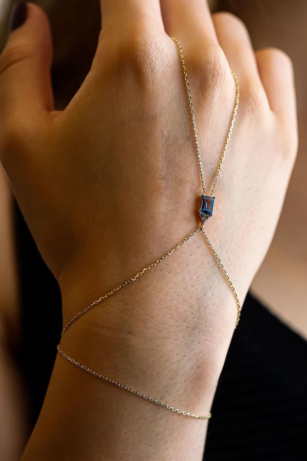 Renkli Taşlı Şık Altın Şahmeran (3)