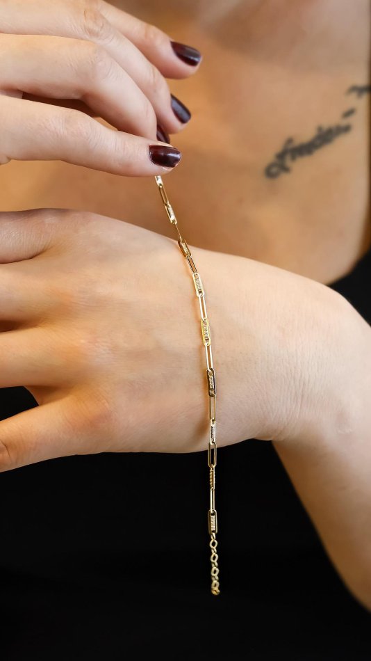 Taş Detaylı Ataç Altın Bileklik (4)