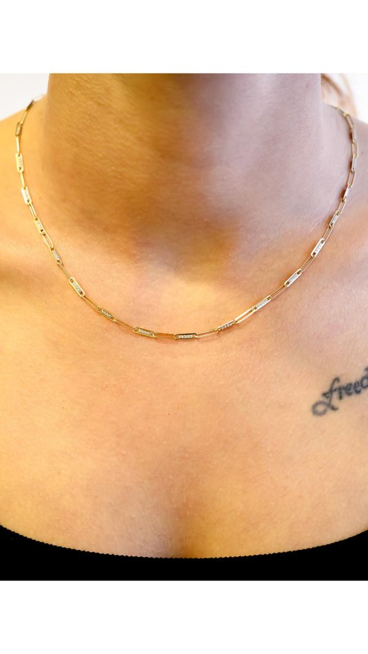 Taş Detaylı Ataç Altın Kolye (3)