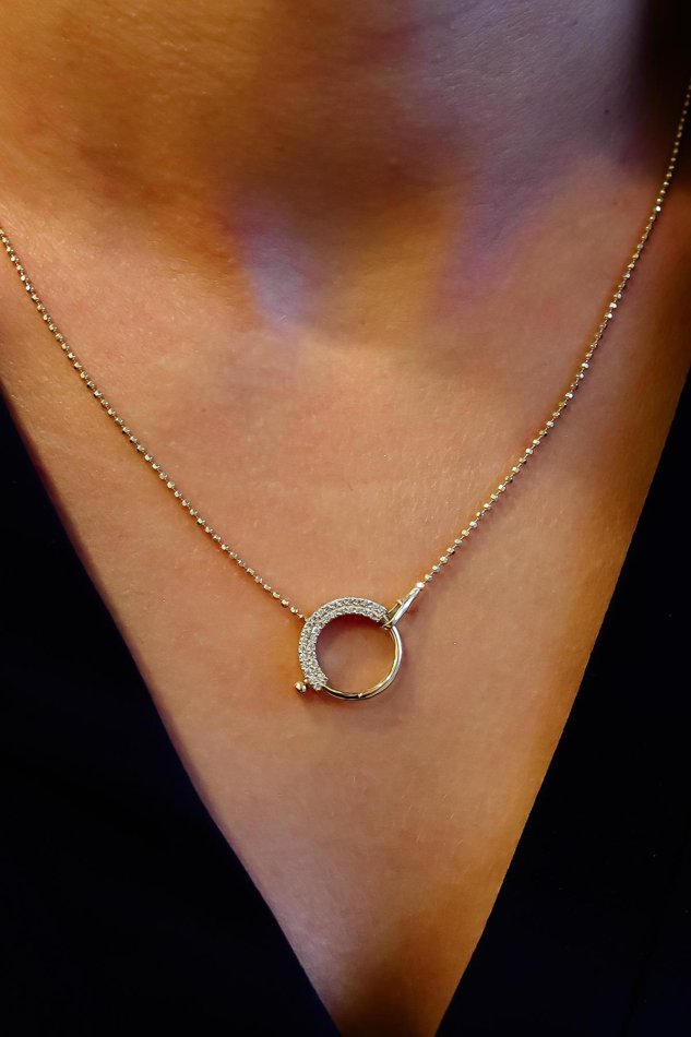 Uzun Zincirli Taş Detaylı Halka Altın Kolye (4)